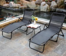 Portable Folding Recliner Beach Chair with Coffee Table for Balcony and Beach