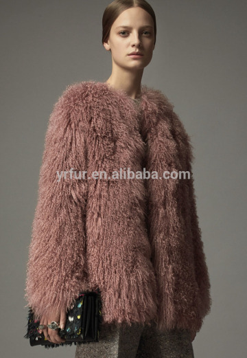 YR439 Mongolian Lamb Fur Jacket / Women Winter Warm Fur Coat