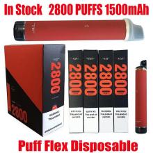 Puff Flex descartável vape 1500mAh Bateria 2800 Puffs