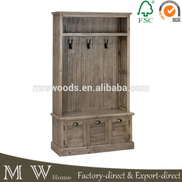 recycled wooden clothing rack with storage bench, reclaimed hall tree