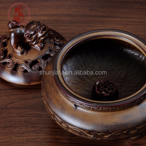 Retro Styling Ceramic Incense Burner Carved Antique Censer