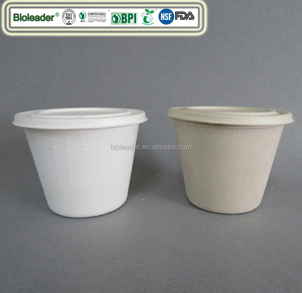 100% Biodegradable disposable takeaway fast food packagingcup paper pulp molded cup