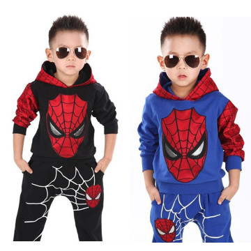 Children cartoon print hooded boys outfit sets cotton spiderman suit