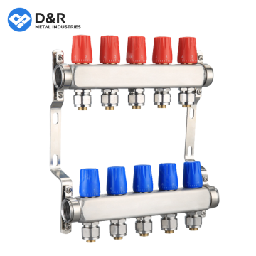 D&R Efficient Stainless Steel 1/2 Inch Underfloor Heating Manifold with 2 to 12 Loops
