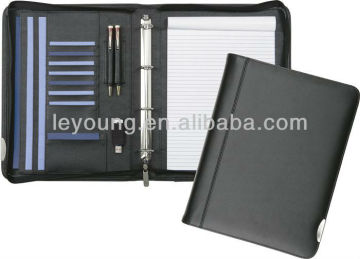 Business A4 leather ring binder with notepad holder