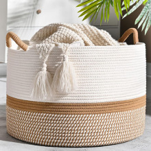 Large-Capacity Cotton Rope Laundry Storage Basket