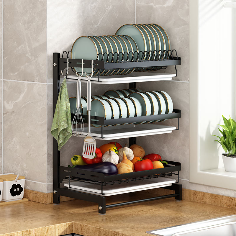 3-স্তর মেটাল ডিশ র্যাক 3-Layer Metal Dish Rack