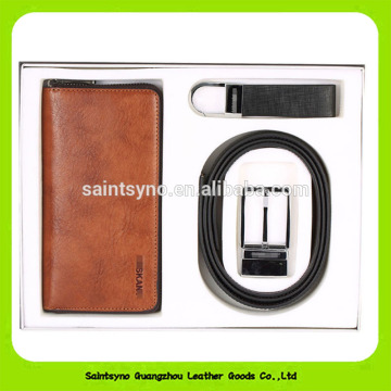 New promotion gift set high class leather belt set 16017