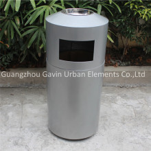 Powder coated outdoor metal dustbin with ashtray cheap waste bin price