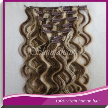 220g remy clip in hair extension,two tone clip in hair extension,clip in curly hair extension