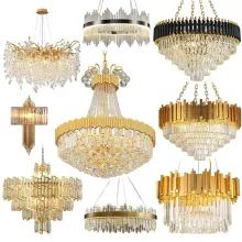Modern Nordic Gold Lustre Crystal Chandelier Lights