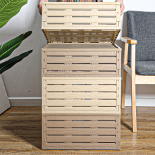 Beige Rustic Collapsible Wood Grain Plastic Toy Bins with Removable Lid