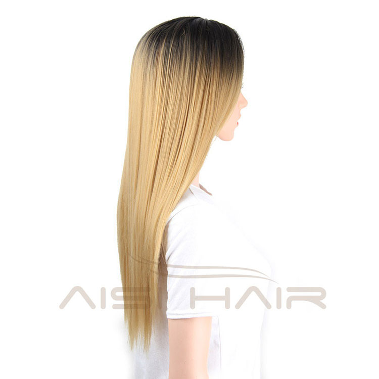 Long Straight Ombre Blonde Hair Synthetic Wigs For Black Women Cosplay Wig