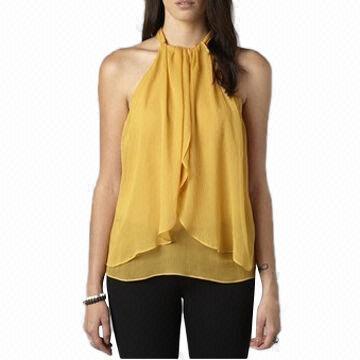 Women's Woven Gone with the Wind Drape Tank Top, 100% Silk Fabric Merrow Edge