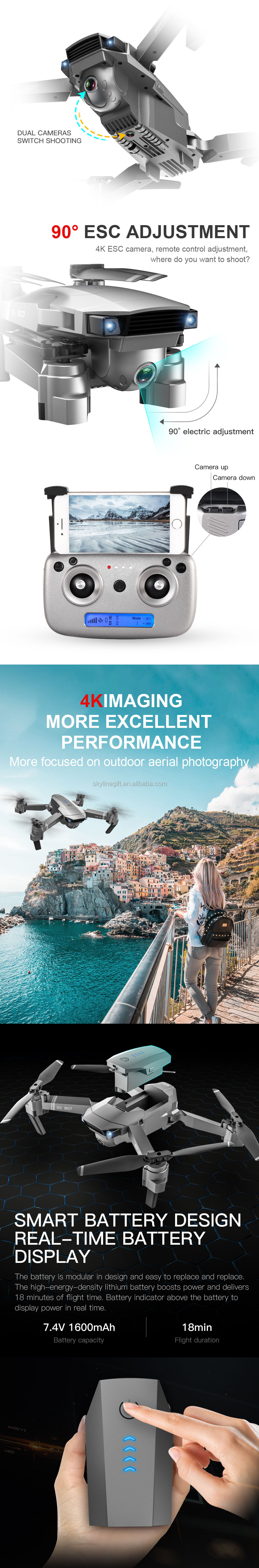 SG907 Drone 4k Camera X50 ZOOM Wide Anti-shake 5G WIFI FPV Gesture photo GPS Professional Dron RC Helicopter Quadcopter Xmas
