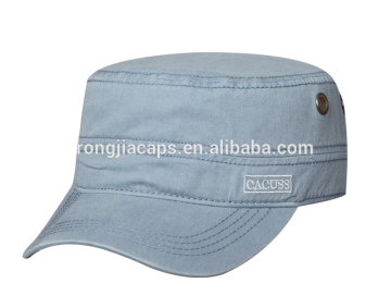 concise embroideried military hat with metal brand