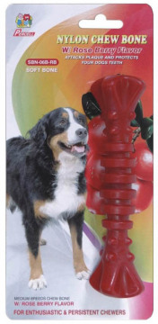 Percell 6" Nylon Dog Chew Spiral Bone Rasberry Scent