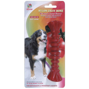 Percell 6 &quot;Nylon Dog Chew Spiral Bone Rasberry Duft