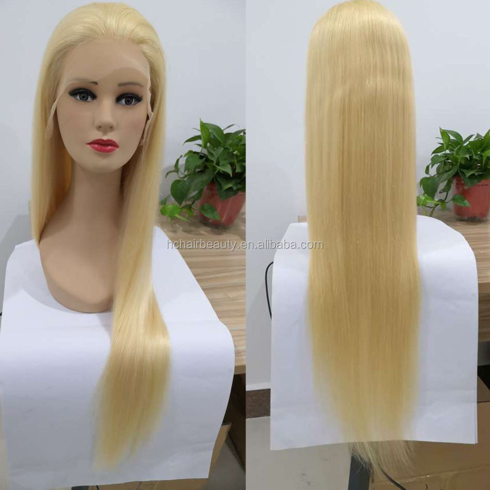 Glueless 613 Blonde Lace frontal Wig 100% Raw Unprocessed Virgin Brazilian Straight Honey Blonde Human Hair Full Lace Wigs