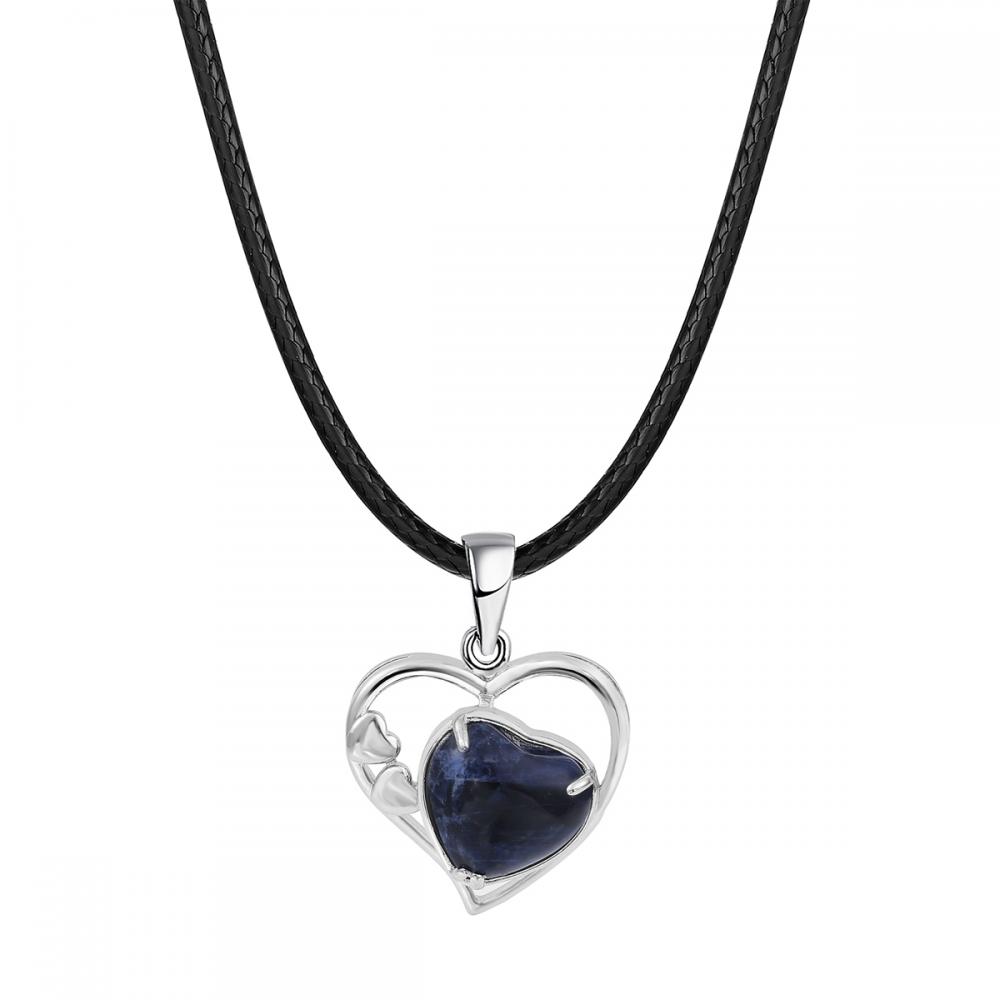 Sodalite Love Heart Birthstone Pendante Colliers de pierre précieuse pour les femmes
