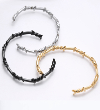 Mens PVD Plated Twinde Thorn Bramble Cuff Bangle