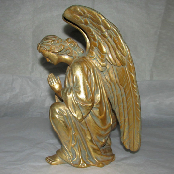 Life size gold metal bronze kneeling angel statue