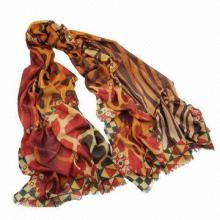 100% wool digitally printed scarf, lightweight