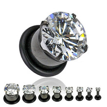 Black Titanium CZ Gem Plug Gauges