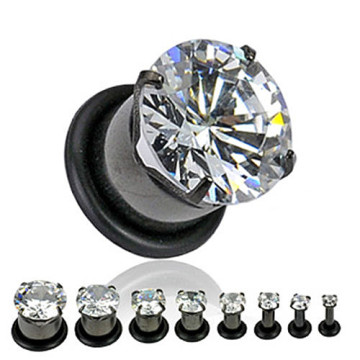 Black Titanium CZ Gem Plug Gauges