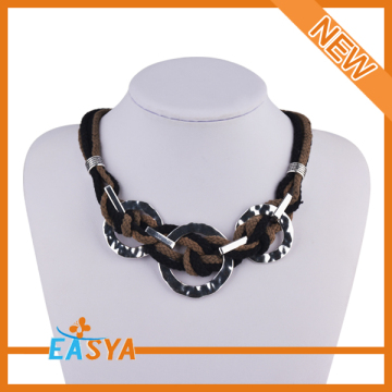 Handmade Fashion Beaded Necklaces Black Grey Chain Necklace