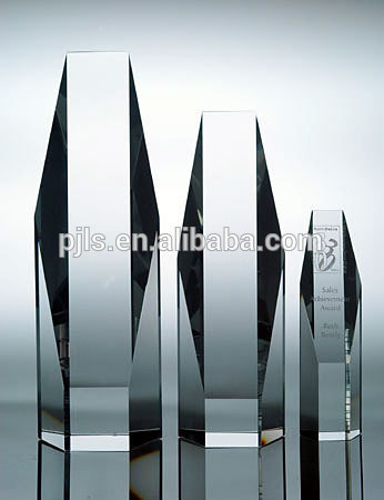 crystal sliced hexagon crystal trophy different size crystal Column Award and trophy