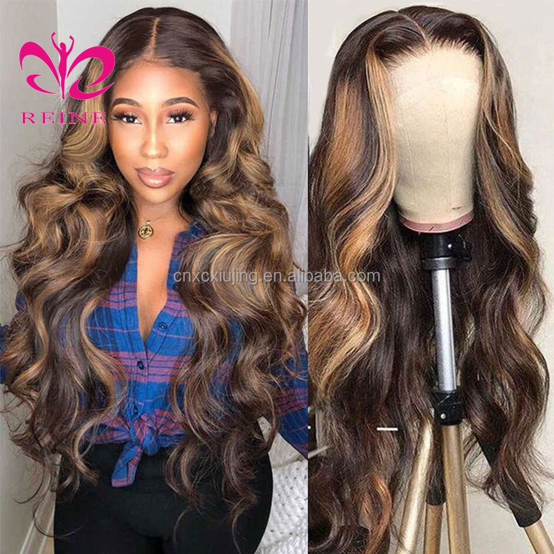 P4/30 Body Wave Highlight Colored HD Lace Part Human Hair Wigs Piano 13*4 Lace Frontal  Wig Brazilian Remy Wigs For Women