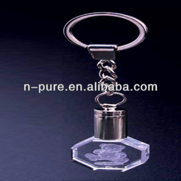 3D laser engraved crystal teddy bear keychain