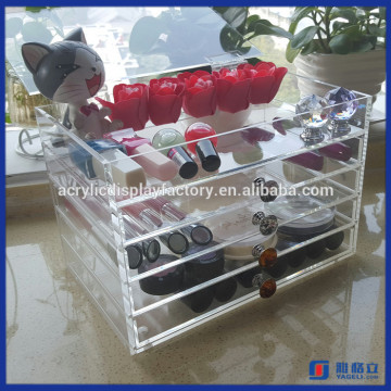 High quality customized acrylic makeup organizer with drawers / wholesale perspex plexiglass makeup display stand