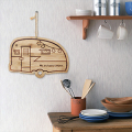 RV Cutting Board Campsite Retro Happy Camper Bambu Wood Camper Copping Board Baki Penyajian Sempurna Untuk Sayuran Keju Buah