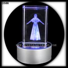 3d laser image etched crystal with LED colorful