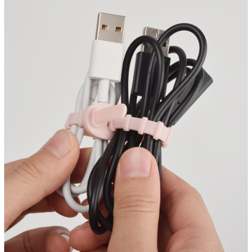 Custom Reusable USB Cable Organizer Silicone Cable Ties