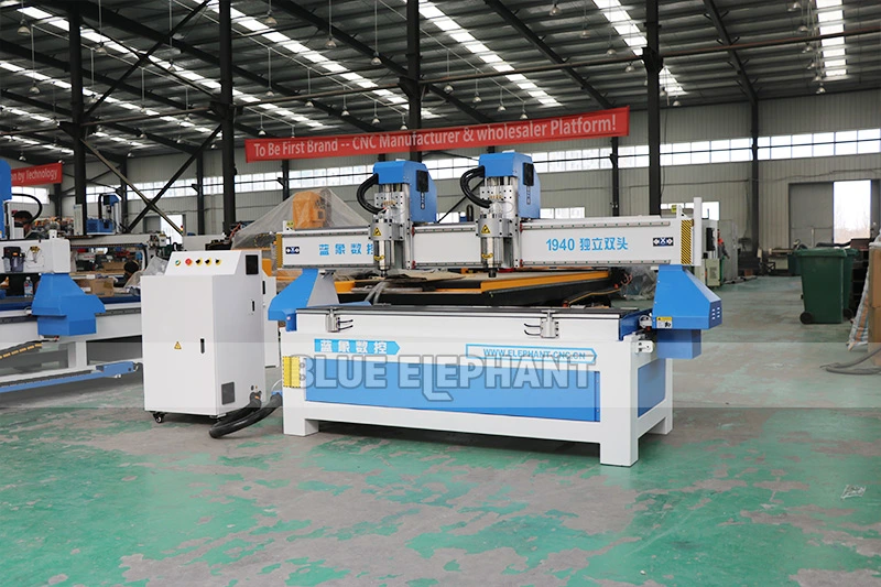 Jinan Blue Elephant 2 Heads CNC Router Woodworking Machine for Wood Furniture