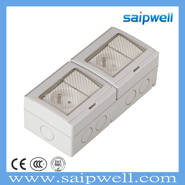 Hot Sale French Style Double Control IP55 Switch Socket with Waterproof Cover