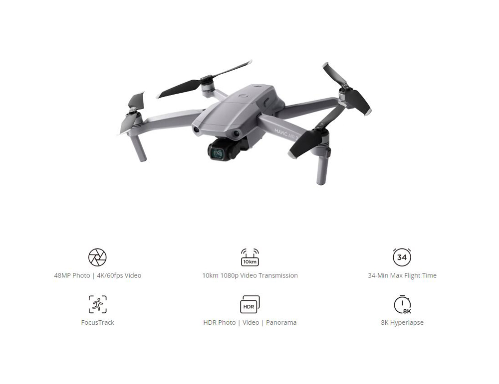 DJI 4K HD Video Recording Remote Control 34-min Flight Time 10km Mavic Air 2 Fly More Combo