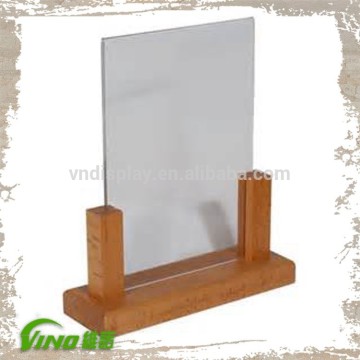 Wooden Menu Holder With Plexiglass Lucite , table stand menu holder , restaurant table menu holder