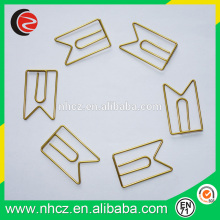 2016 hot saling golden color geometric shaped paper clips