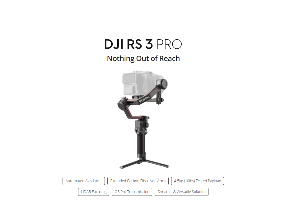 The new 2022 DJI RS 3 PRO Professional Handheld Stabilizer Automatic axle lock 4.5kg loaded LiDAR laser with focal O3Pro image
