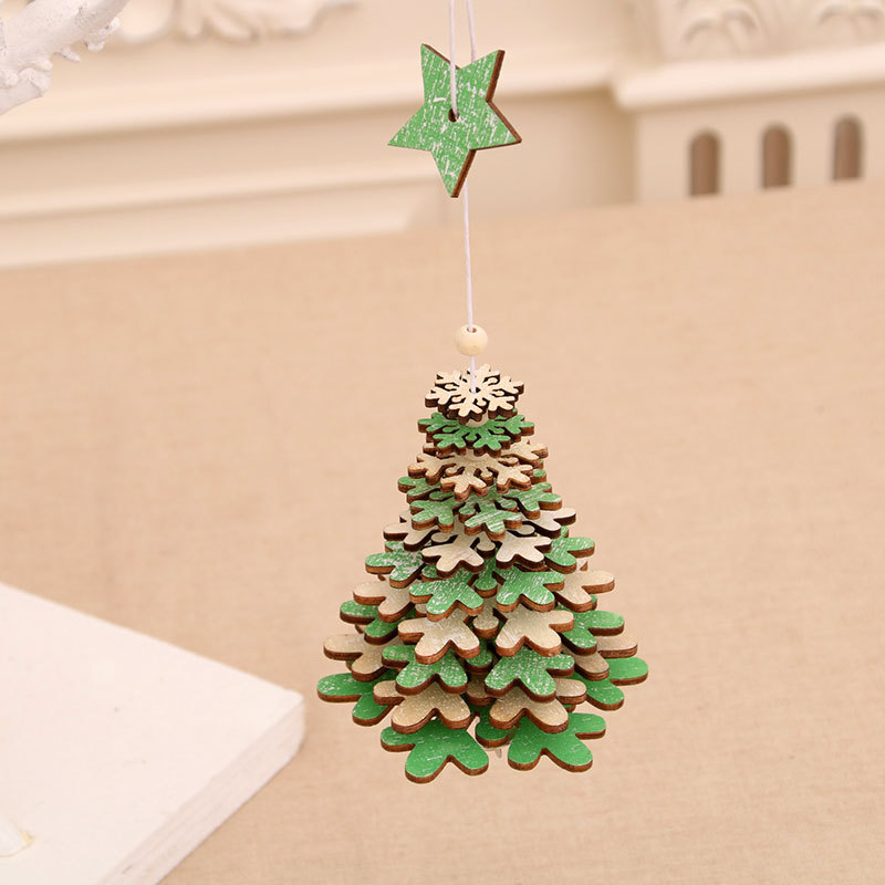 Christmas decorations wooden bell pendant wind chimes pendant Christmas tree three-dimensional small ornaments Christmas gifts