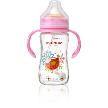 10oz Botol kaca makan bayi dengan mengendalikan