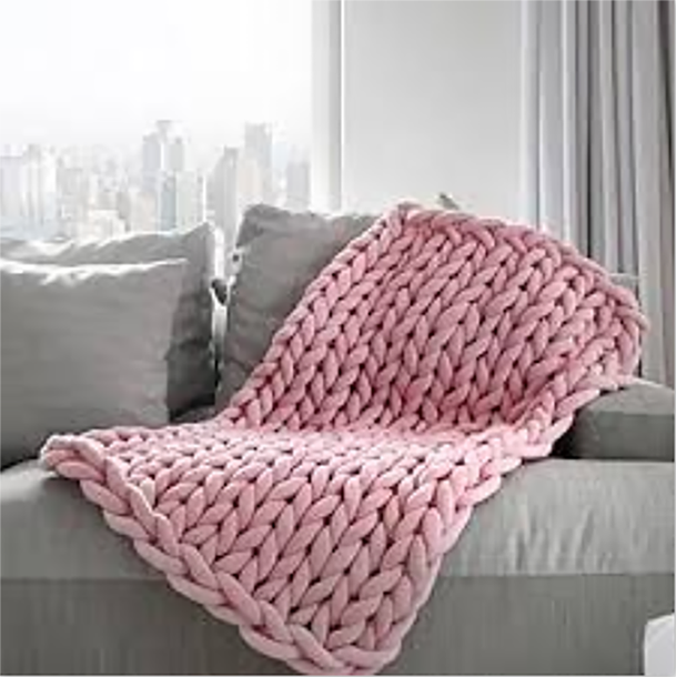 بطانية سرير محبوكة باللون الوردي حسب الطلب