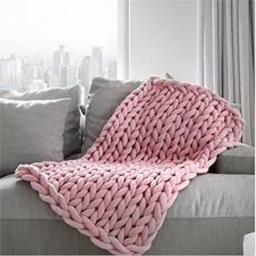 Розовое вязаное одеяло на кровать на заказ