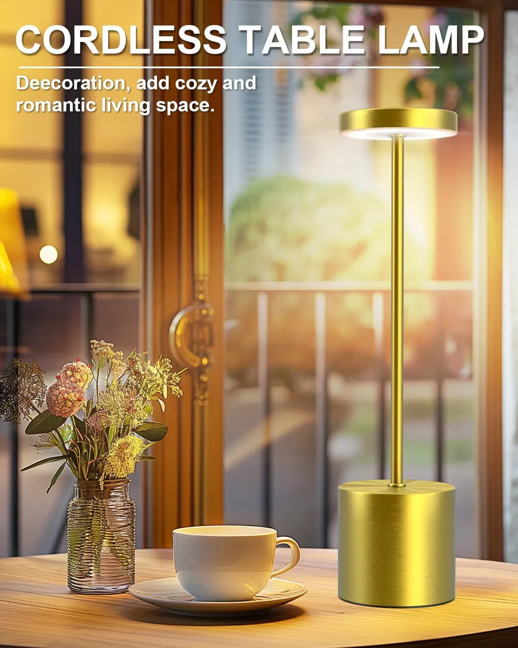 Rechargeable Battery-Powered LED Table Lamp - 3 Color Dimmable Light
