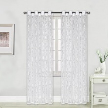 Knitted Floral Cream Lace Semi Sheer Curtains for Bedroom & Living Room