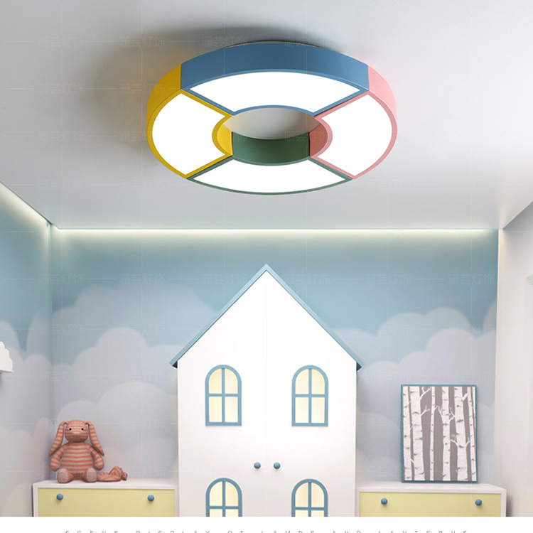 Estilo nórdico criativo vendendo quarto infantil Lâmpada de teto LED moderna lâmpada redonda quente quarto lâmpada menino menina cartoon